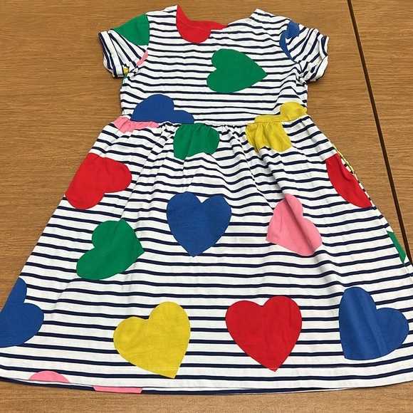 Mini Boden Jersey stripes hearts ❤️ dress size 11/12 - Picture 6 of 11